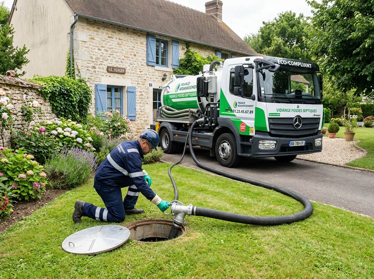 Camion hydrocureur pour vidange de fosse septique et contrôle SPANC